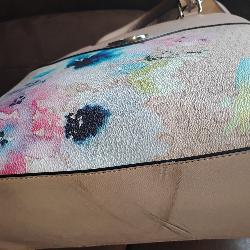 GUESS Women's Shoulder Bag - White with Multicolor Floral - Picture 5 of 5
